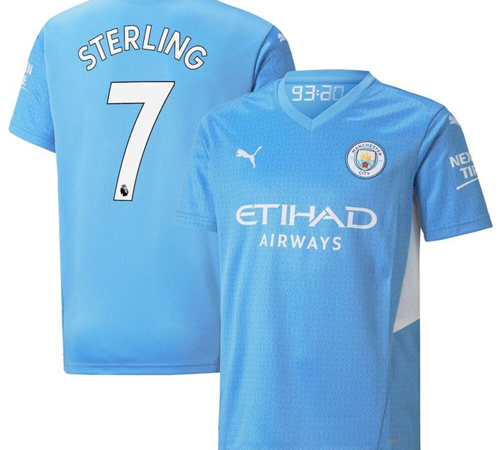 MAILLOT MANCHESTER CITY DOMICILE STERLING 2021-2022