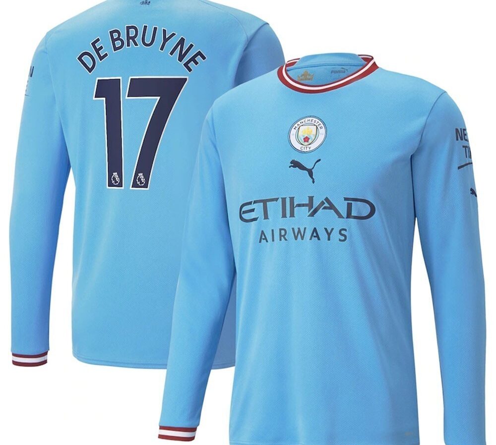 MAILLOT MANCHESTER CITY DOMICILE DE BRUYNE MANCHES LONGUES 2022-2023