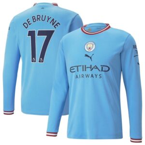MAILLOT MANCHESTER CITY DOMICILE DE BRUYNE MANCHES LONGUES 2022-2023