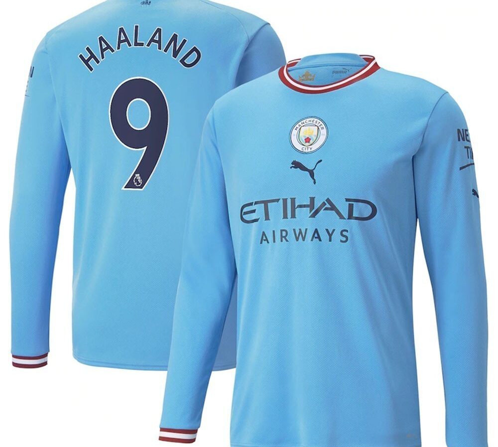 MAILLOT MANCHESTER CITY DOMICILE HAALAND MANCHES LONGUES 2022-2023
